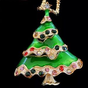 Betsey Johnson Green Christmas Tree Necklace
